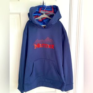 Navy Boys Marmot Hoodie Sweatshirt size L